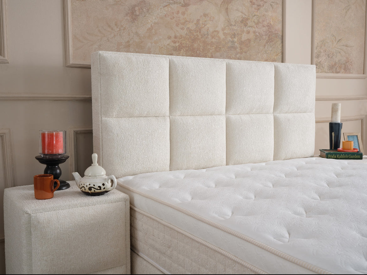 Opbergboxspring Amore – Luxe Bouclé Beige