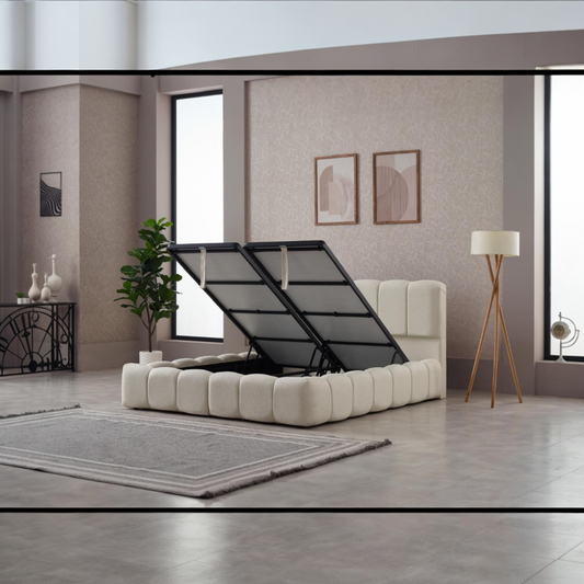 Marshmallow – Lage Japandi Style Boxspring met Opbergruimte incl emma matras