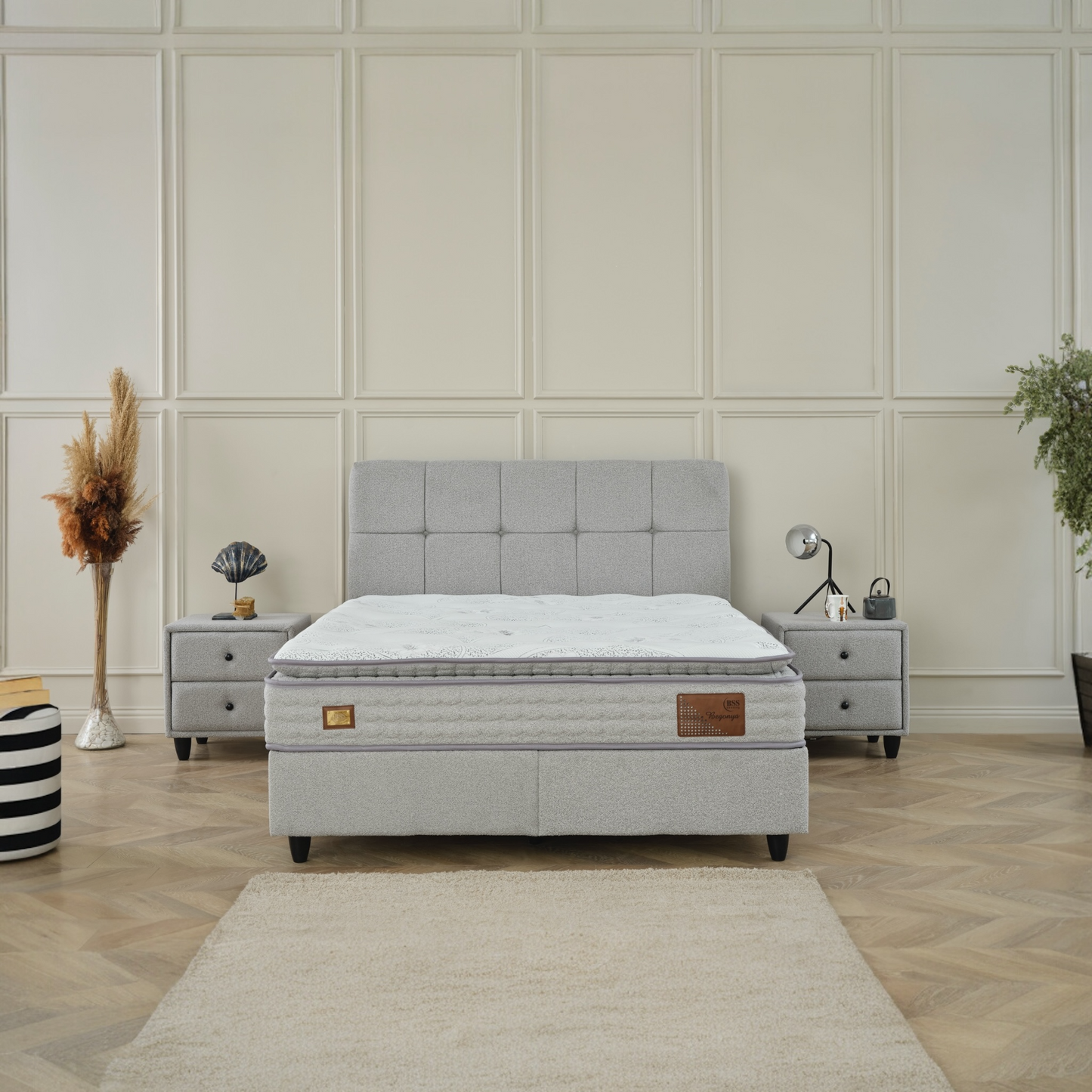 Begonya Opbergboxspring incl emma matras Grijs sale!