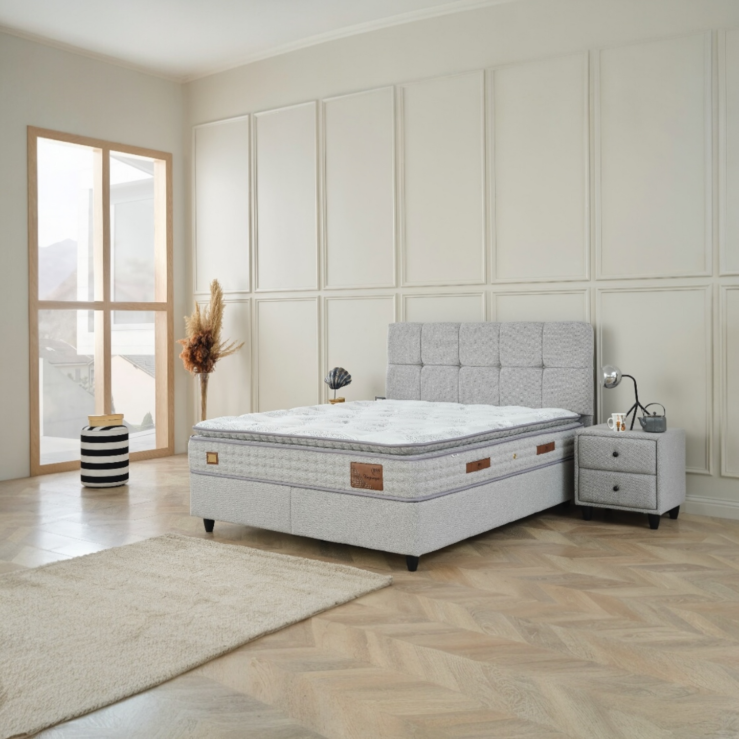 Begonya Opbergboxspring incl emma matras Grijs sale!