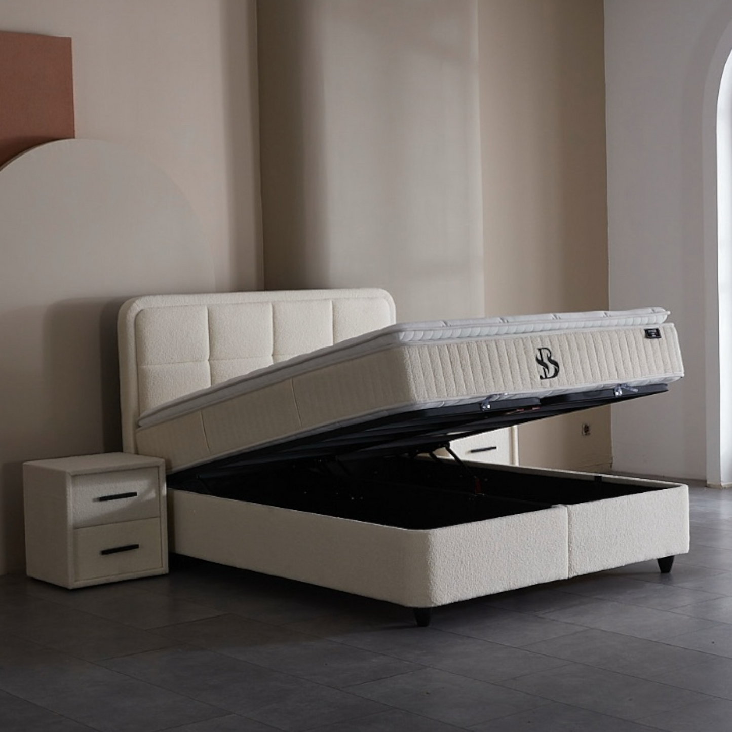 Siabed – Opbergboxspring incl emma matras met 500 Kilo Opbergruimte