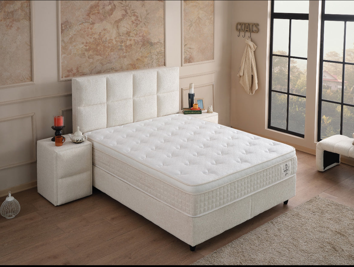 Opbergboxspring Amore – Luxe Bouclé Beige
