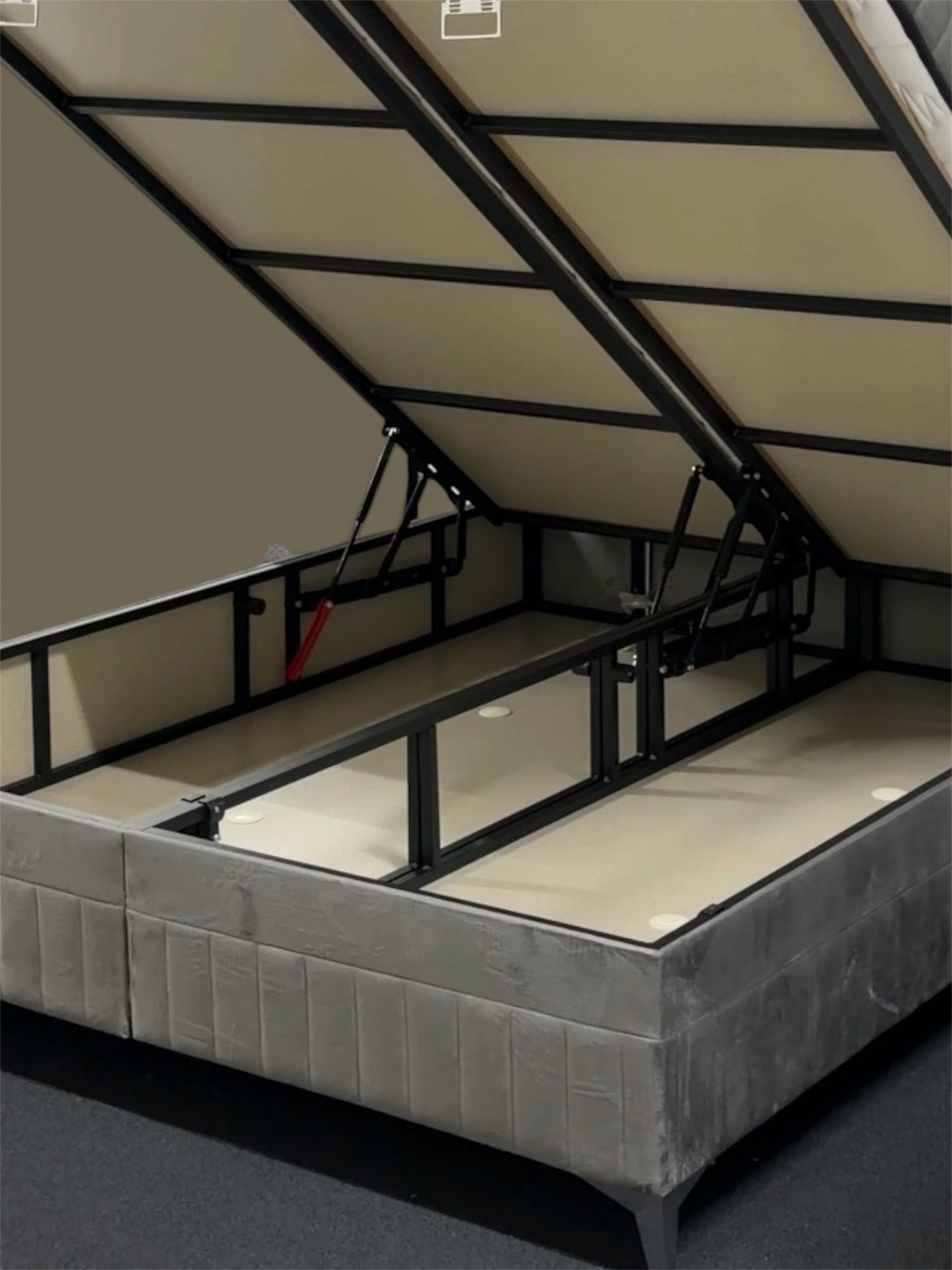 NOWA Luni – Donkergrijze Velvet Opbergboxspring