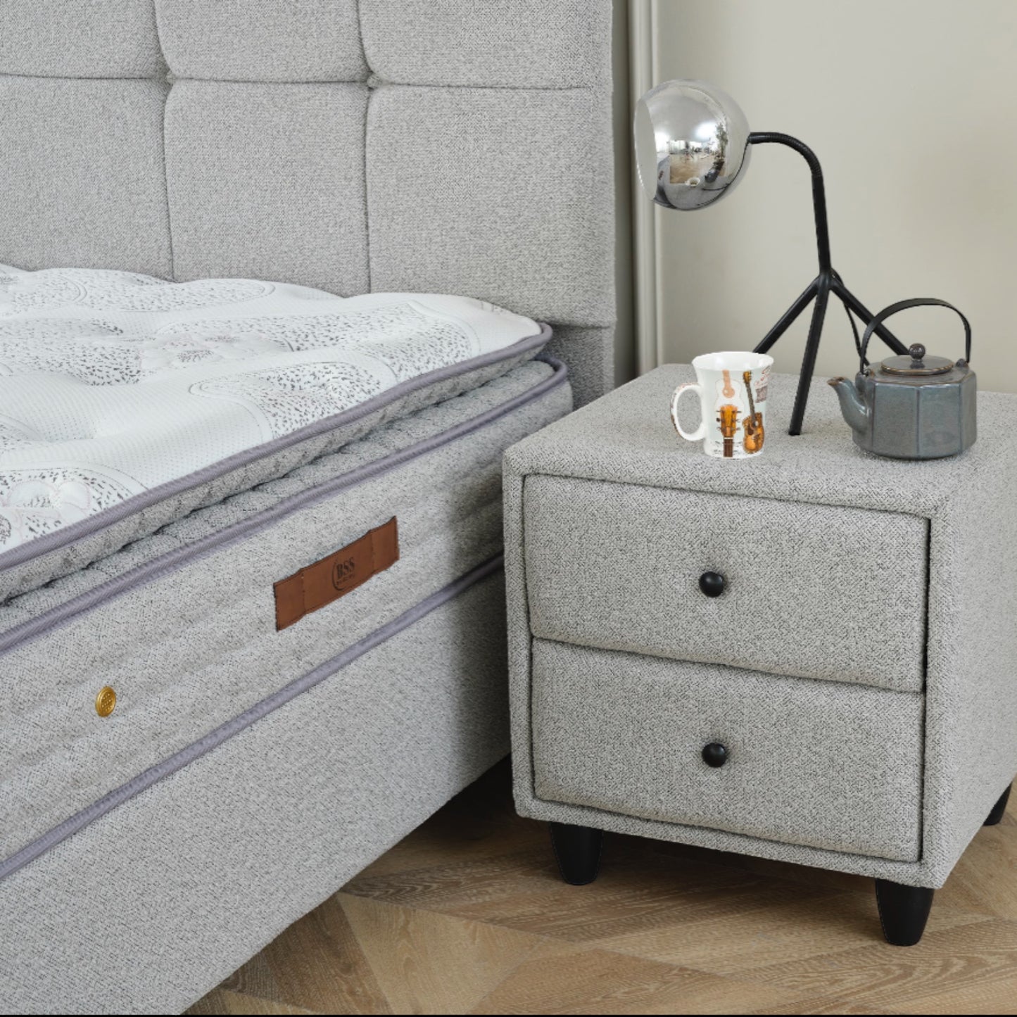 Begonya Opbergboxspring incl emma matras Grijs sale!