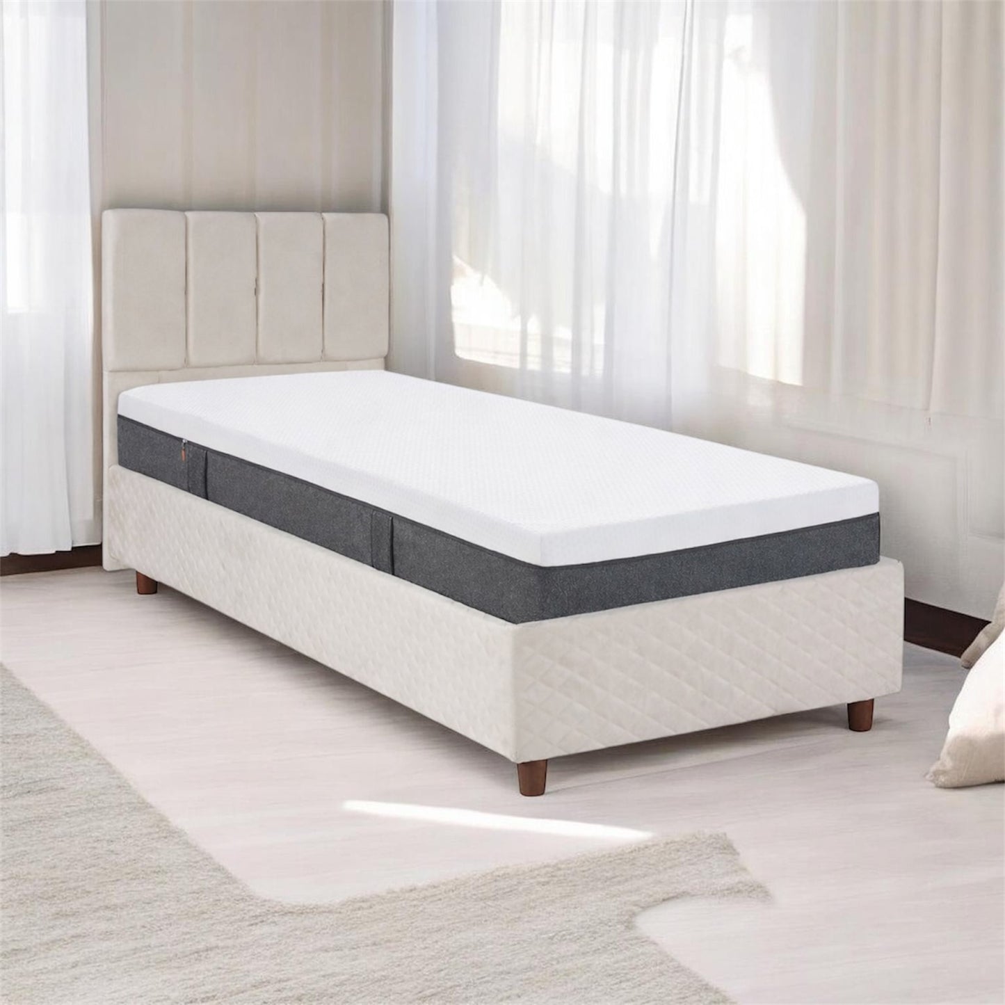 Eenpersoons Opbergboxspring Elena – Luxe, Comfort & Slimme Opbergruimte