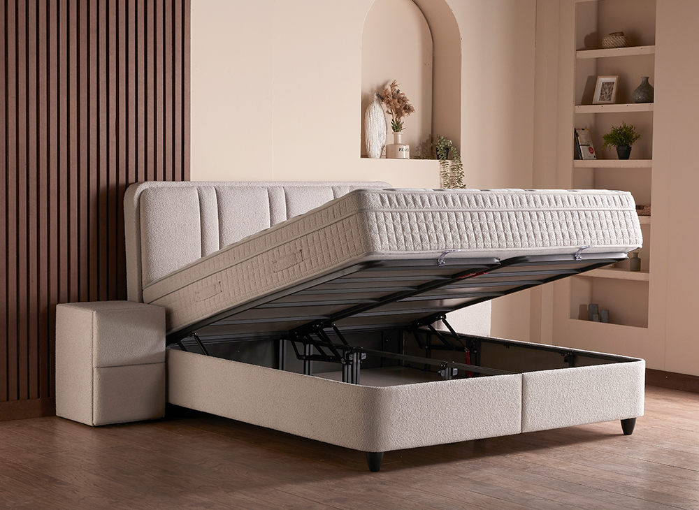 Opbergboxspring Alice – Luxe Teddy Design, Hoog Comfort én Royale Opbergruimte