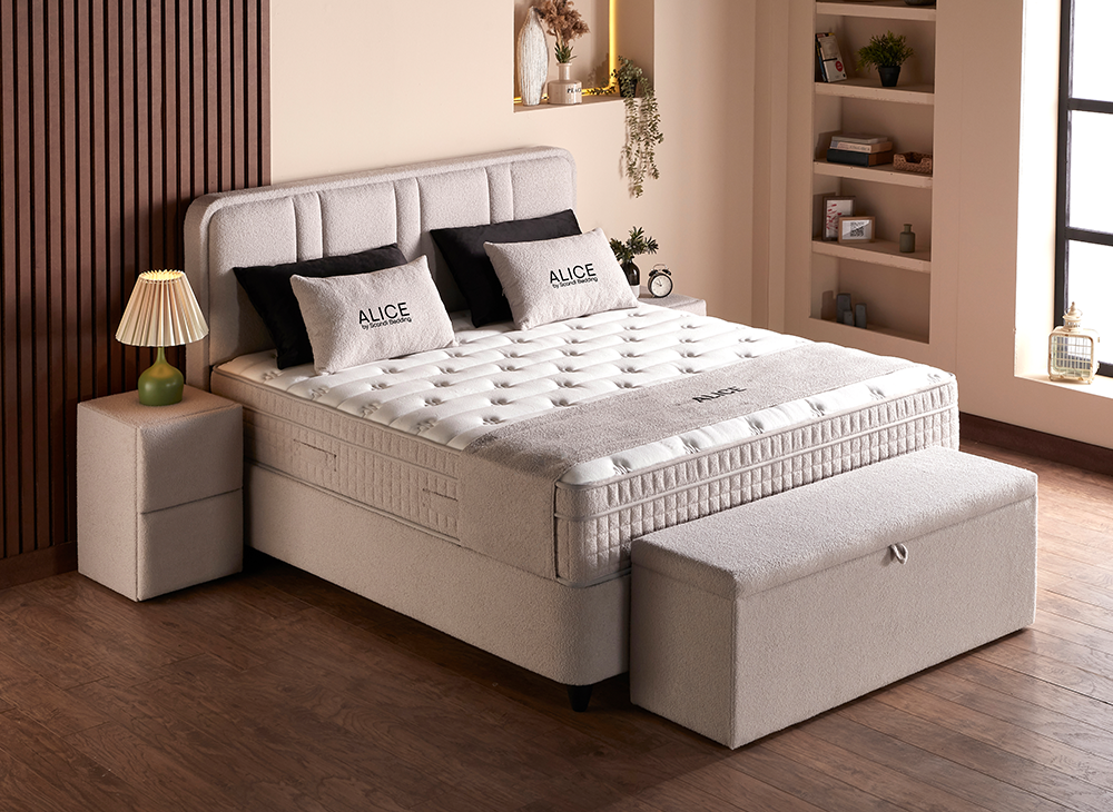 Opbergboxspring Alice – Luxe Teddy Design, Hoog Comfort én Royale Opbergruimte