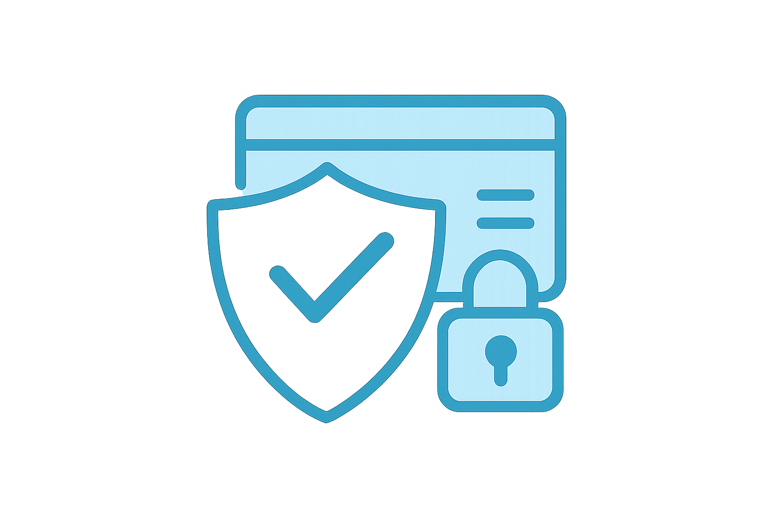 een icoon voor veilige betalingen. kleur lichtblaw